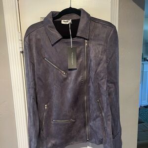 Amalli Talli Suede Moto Jacket in Charcoal